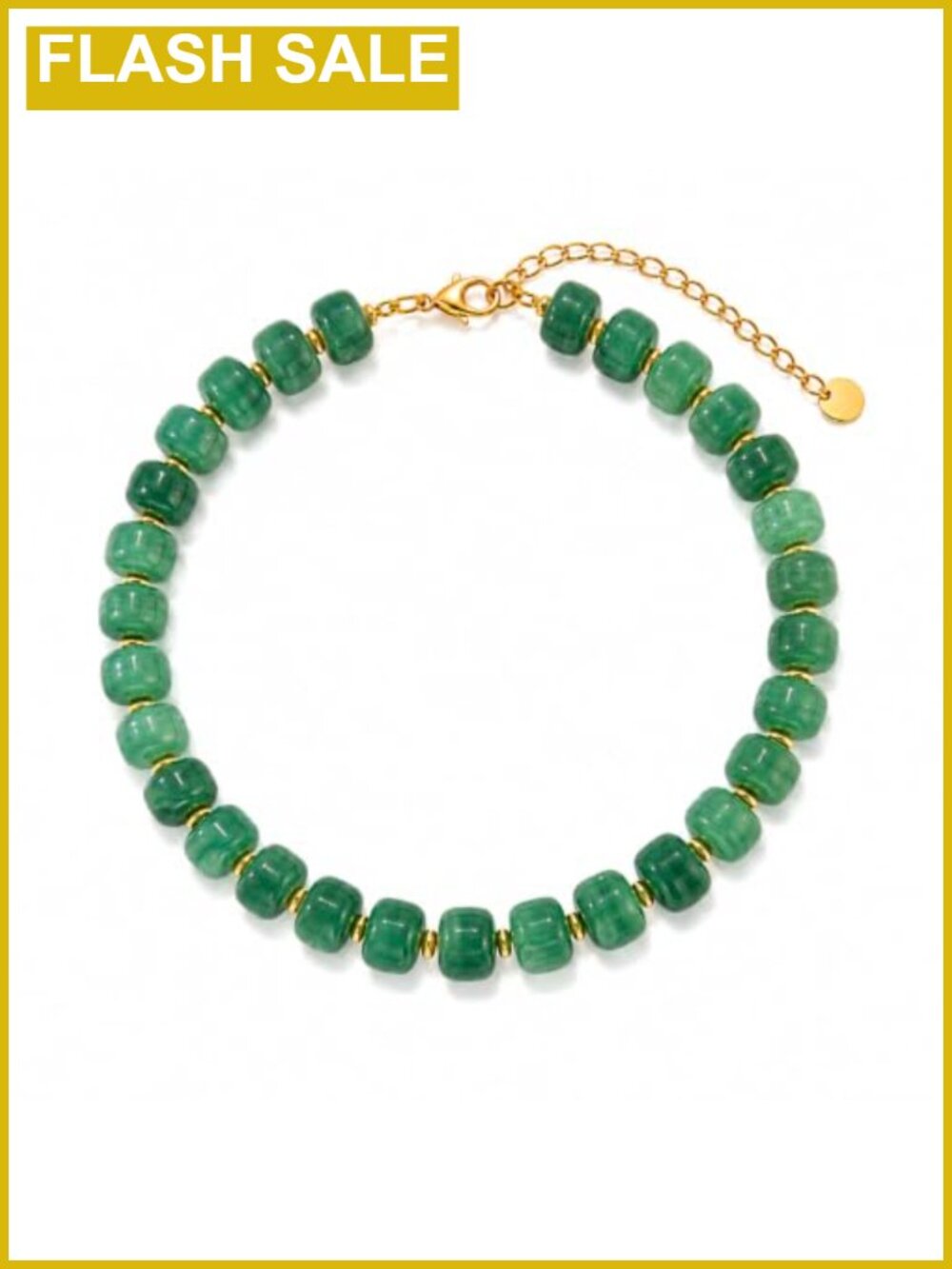 Chunky Resin Beaded Necklace with Gold-Tone Spacers Adjustable Choker